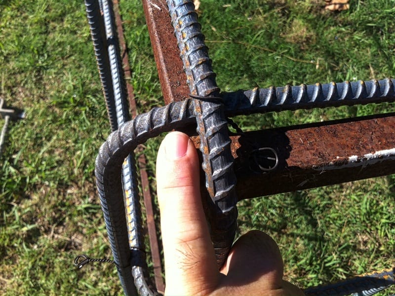 Rebar cage that has been tied and ready to install in the mould before concrete pour