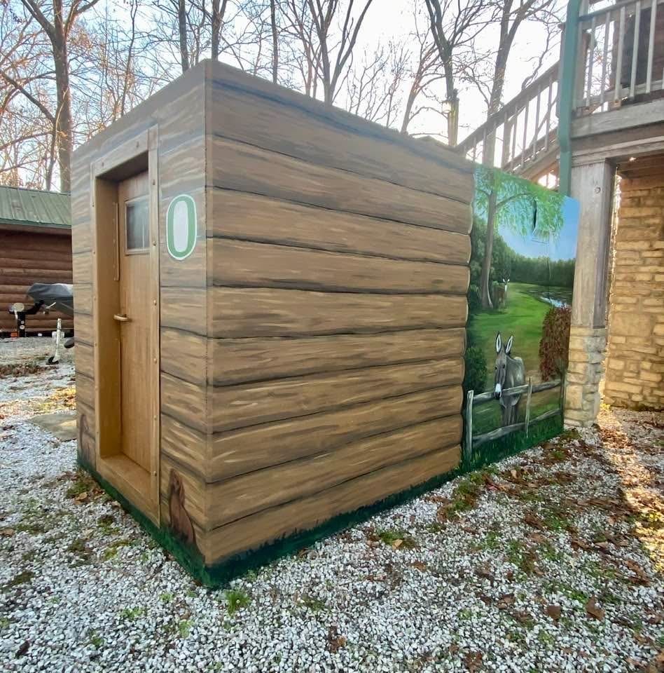 Customer painted storm shelter installation
